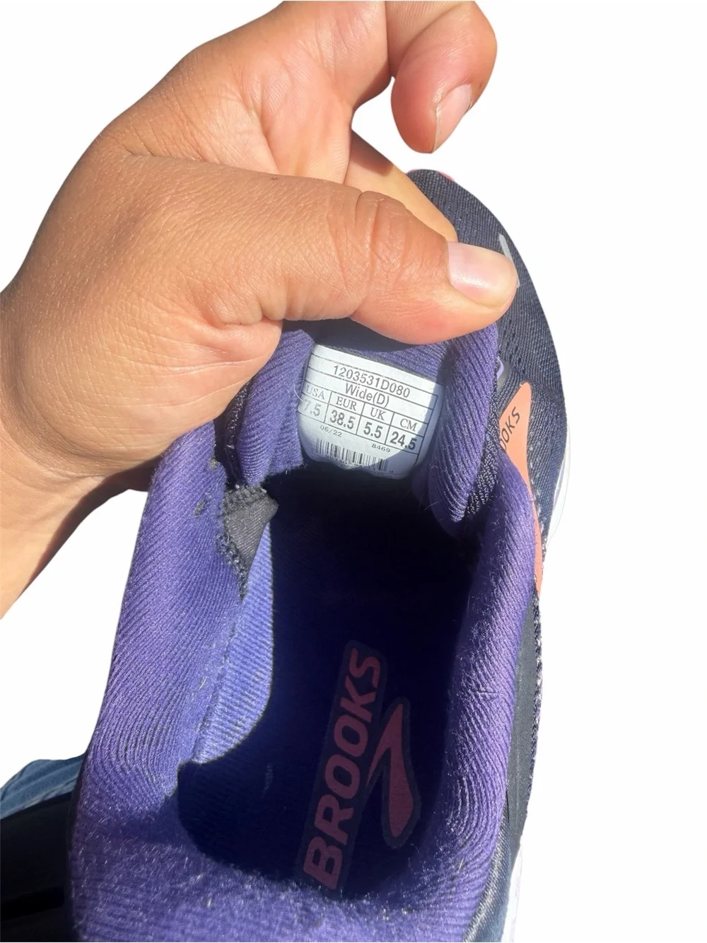 Brooks Women's Running Shoe in Navy with Pink and Purple Accents